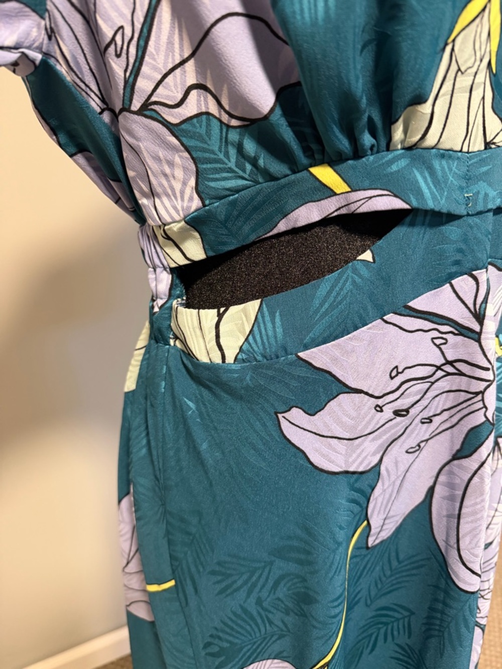 Floral Cutout Midi Dress Size M Teal NWOT - Picture 2 of 4